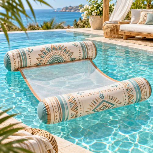 Boho Inflatable Mesh Pool Hammock