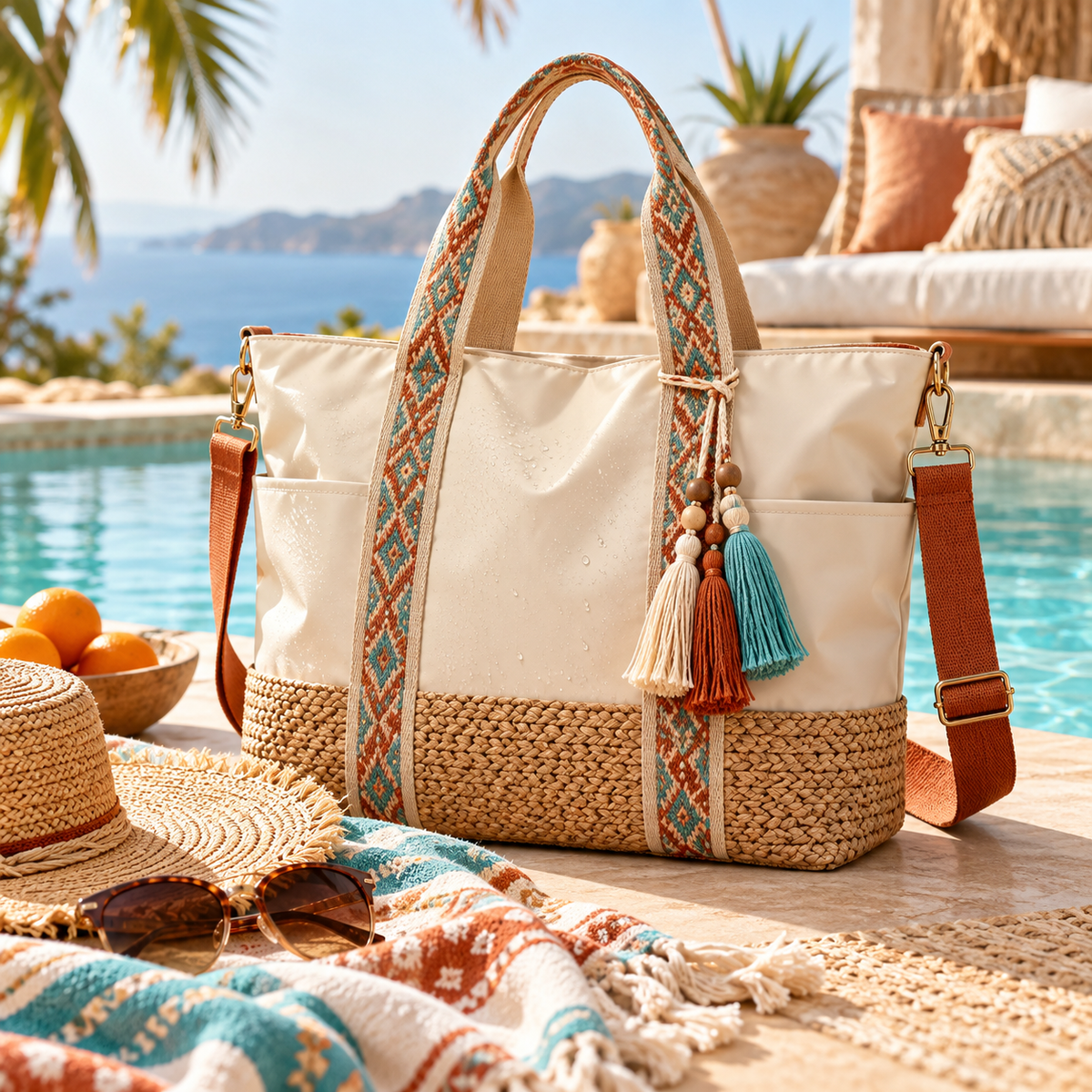 Boho Waterproof Beach Tote