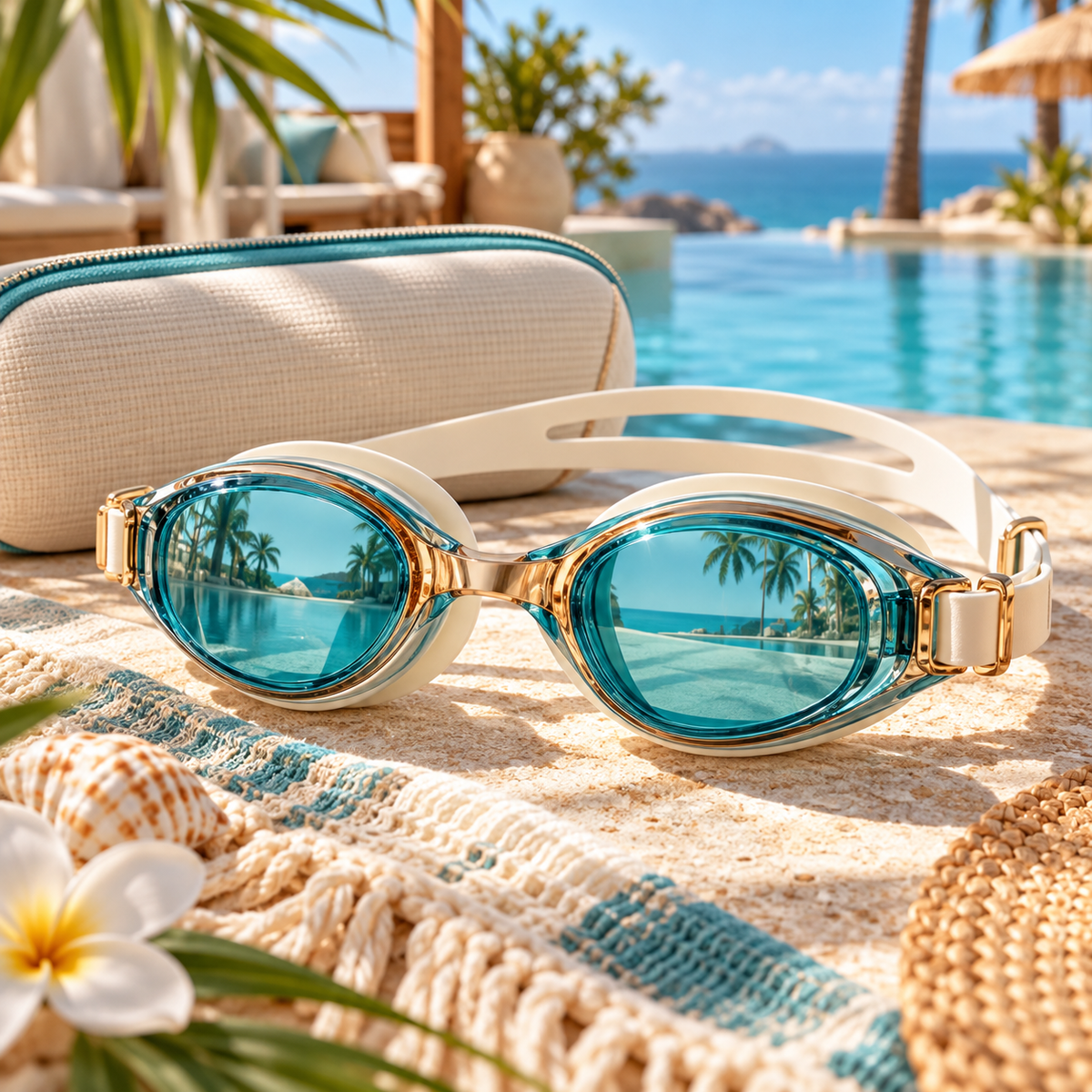 Boho Teal Swim Goggles
