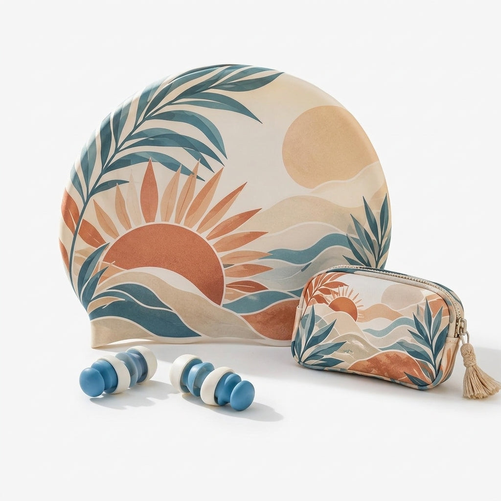 Boho Silicone Swim Cap Set